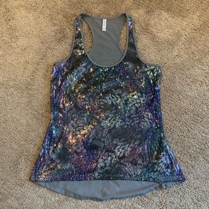 Sparkle cheetah racer back tank size small